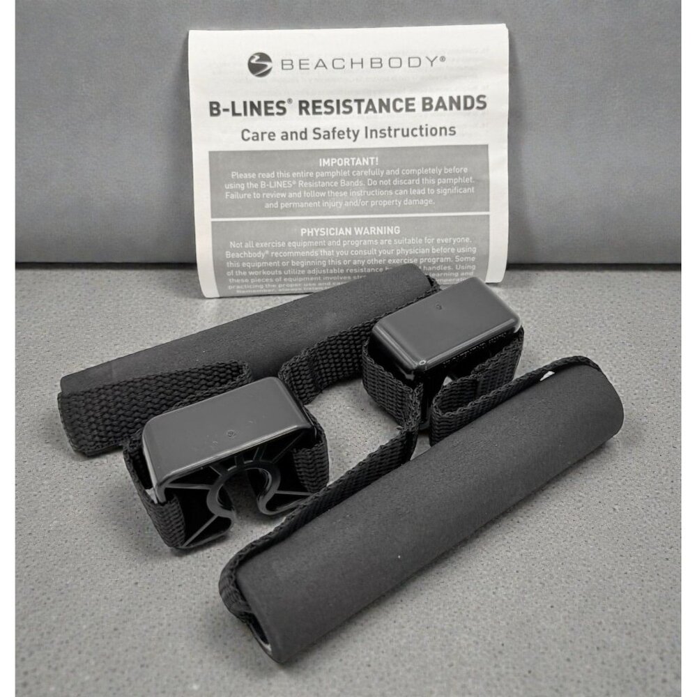 Beachbody Resistance Band Handles Set Black Foam Grip Lightweight Durable